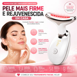 Massageador Facial LED Bivolt Anti Rugas Flacidez Papada Rejuvenescimento Com Luz